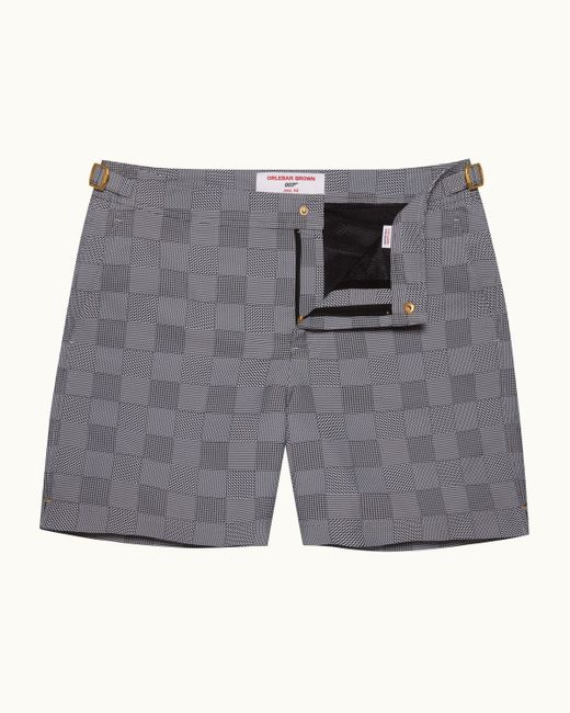 Orlebar Brown Gray Mid-Length Glen Check Swim Shorts for men