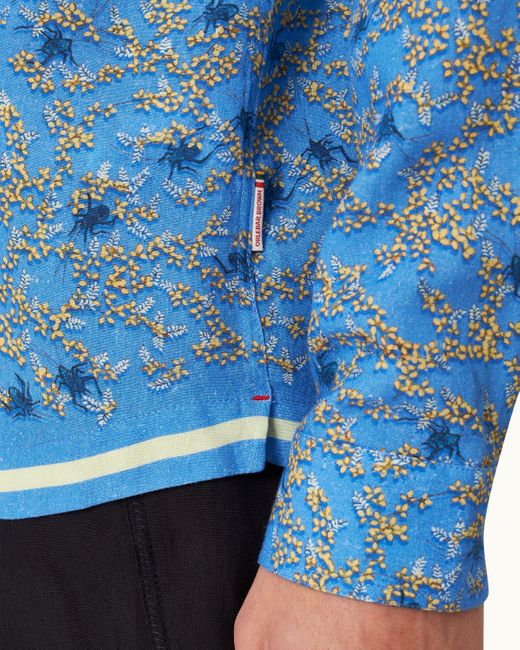 Orlebar Brown Blue Wonder Full Print Classic Collar Relaxed Fit Overhead Shirt for men