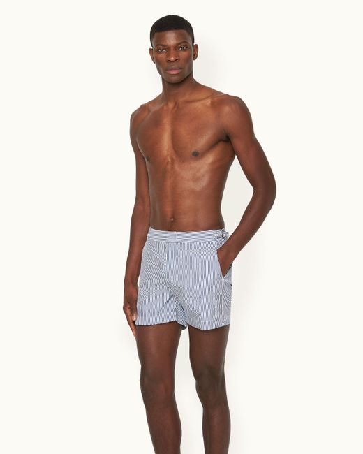 Orlebar Brown Blue Seersucker Shorter-length Swim Shorts Woven for men