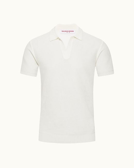 Orlebar Brown White Tailored Fit Mercerised Cotton Polo Shirt for men