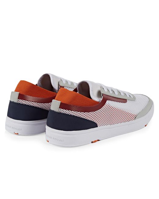 Orlebar Brown Leather Larson White/dark Papaya Shoe You Can Swim In for