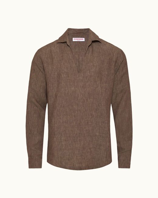 Orlebar Brown Brown Luxury Linen Overhead Shirt for men
