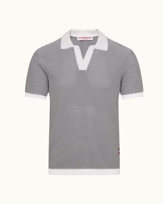 Orlebar Brown Gray Classic Fit Open Mesh Waffle Stitch Polo Shirt for men