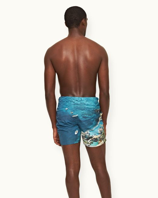 Orlebar Brown Blue Photographic Print Mid-length Swim Shorts for men