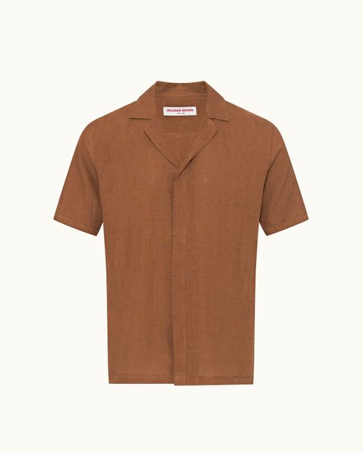 Orlebar Brown Brown Relaxed Fit Capri Collar Linen Shirt Woven for men