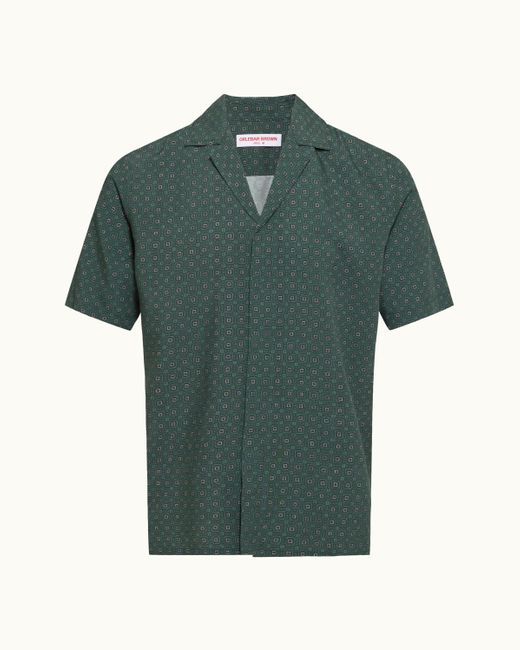 Orlebar Brown Green Relaxed Fit Short-Sleeve 100% Lyocell Resort Shirt for men