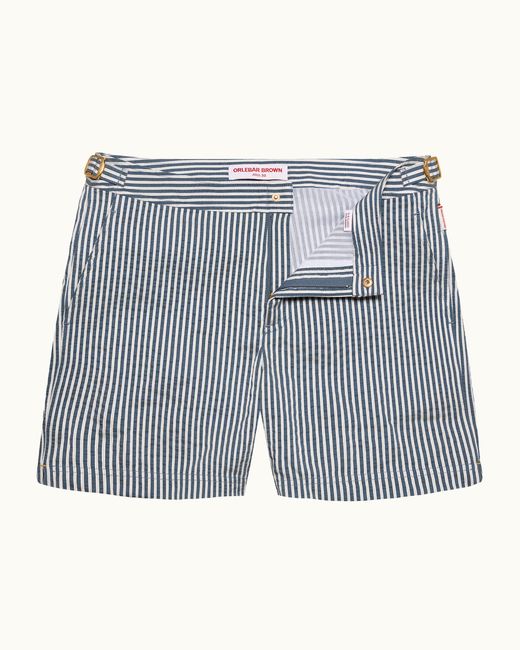 Orlebar Brown Blue Texured Stripe Swim Shorts for men