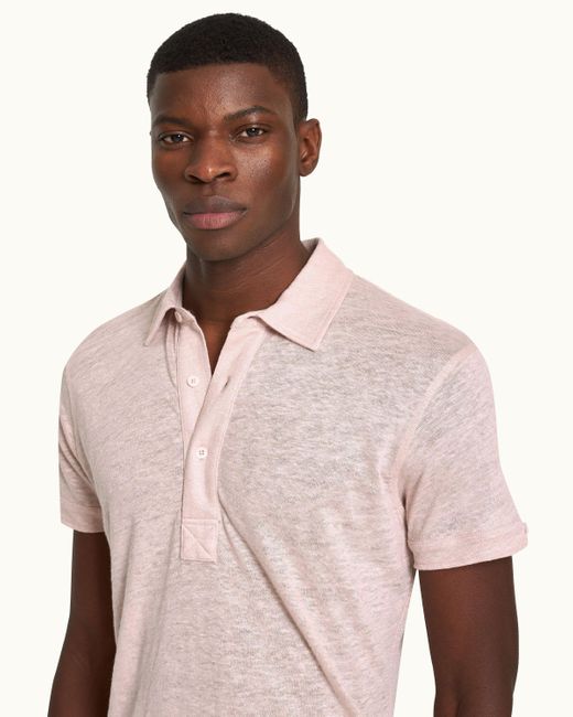 Orlebar Brown Pink Tailored Fit Linen Polo Shirt for men