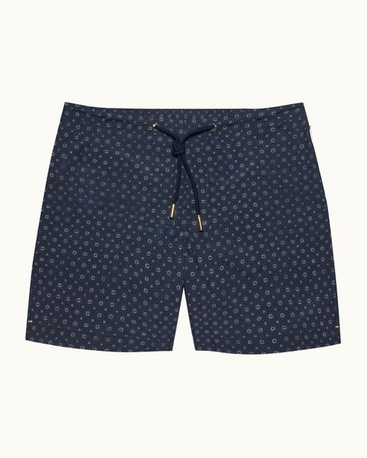 Orlebar Brown Blue Mid-Length Drawcord Swim Shorts With Exclusive Solstice Print for men