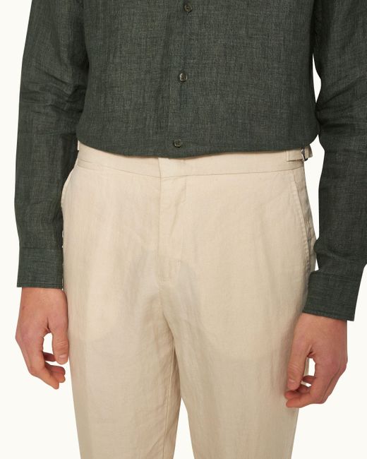 Orlebar Brown Natural Tailored Fit Cotton-linen Trousers for men