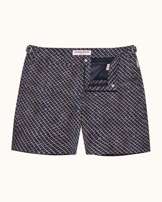 Orlebar Brown Blue Mid-Length Origami Print Swim Shorts for men