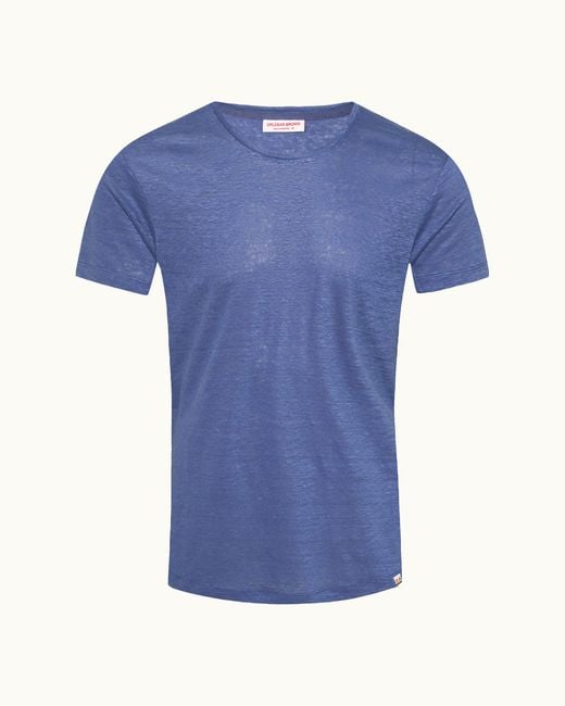 Orlebar Brown Blue Dark Tailored Linen T-Shirt for men