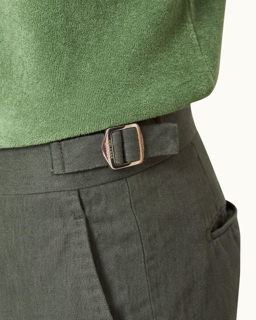Orlebar Brown Green Tailored Fit Cotton-linen Trousers for men