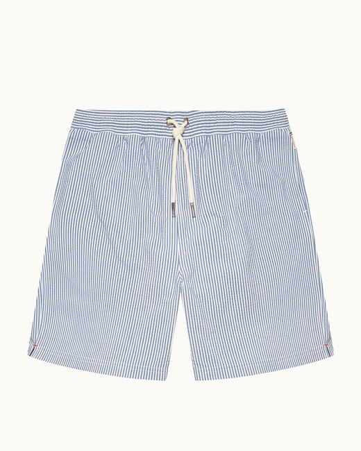 Orlebar Brown Blue Seersucker Long Swim Shorts for men