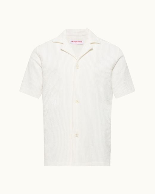 Orlebar Brown White Relaxed Fit Capri Collar Short-Sleeve Towelling Shirt for men
