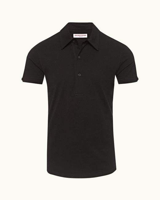 Orlebar Brown Black Orlebar Tailored Fit Cotton-Silk Polo Shirt for men