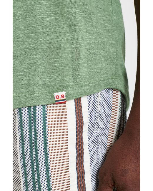 Orlebar Brown Green Tailored Fit Crew Neck Linen T-shirt for men