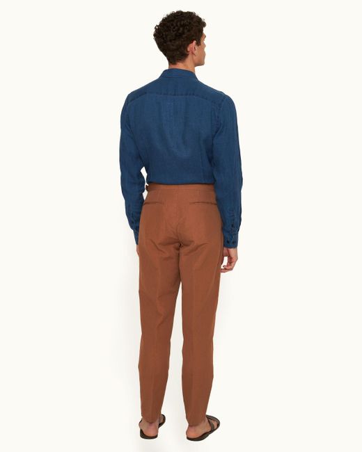 Orlebar Brown Brown Slim Fit, High-rise, Tapered Cotton-linen Trousers, Woven for men