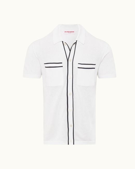 Orlebar Brown White Luxury Cotton Silk Knitted Shirt for men