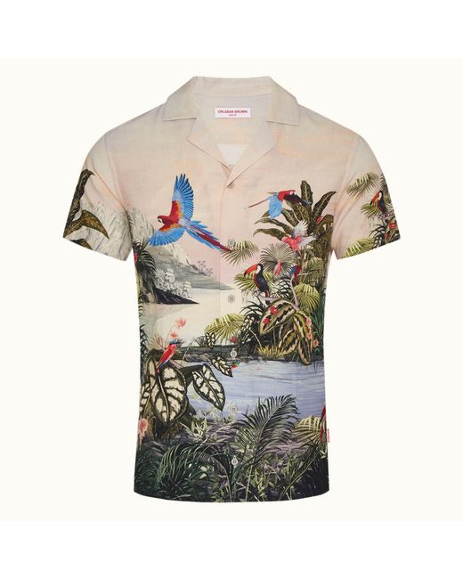 Orlebar Brown Multicolor Multi Into The Jungle Print Capri Collar Shirt for men