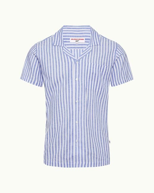 Orlebar Brown White Thunderball Stripe Shirt for men