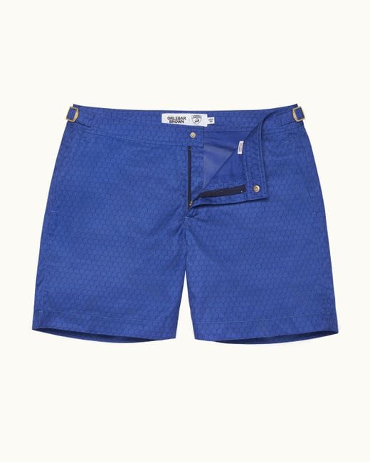 Orlebar Brown Blue Automobili Lamborghini Hexagon Print Mid-length Swim Shorts for men