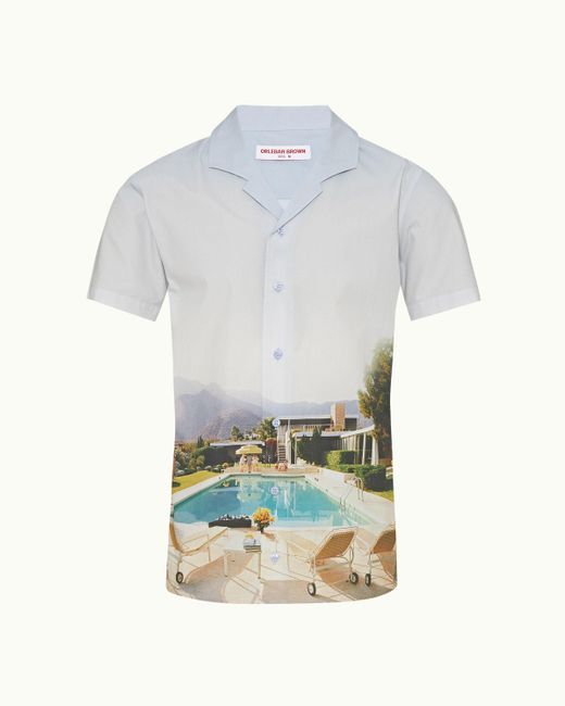 Orlebar Brown White Photographic Print Classic Fit Capri Collar Shirt for men