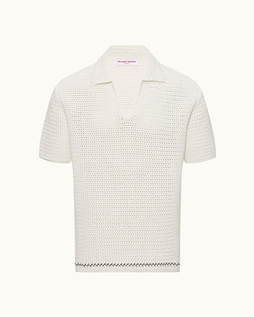Orlebar Brown White Polo Shirt Luxury Organic Cotton Knit for men