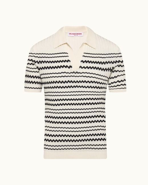 Orlebar Brown White Knitted Polo Shirt for men