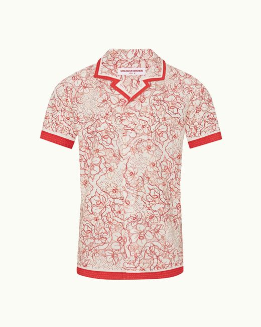 Orlebar Brown Pink Nouveau Print Classic Fit Capri Collar Shirt for men
