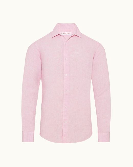 Orlebar Brown Pink Giles Linen Shirt for men