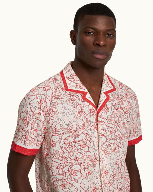 Orlebar Brown Pink Nouveau Print Classic Fit Capri Collar Shirt for men