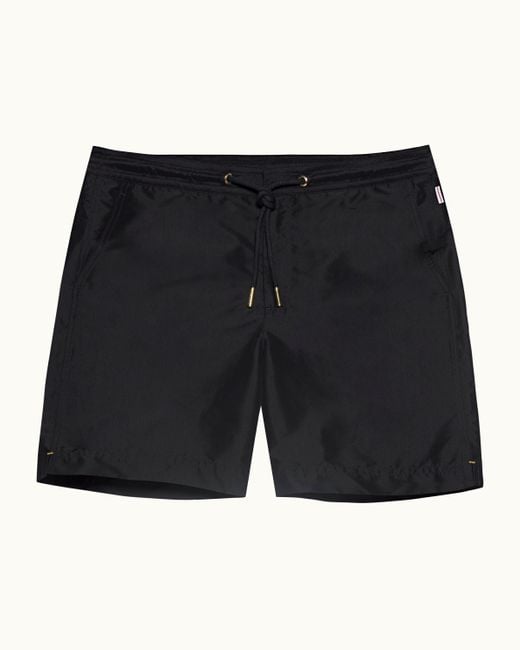 Orlebar Brown Black Mid-Length Lightweight Drawcord Swim Shorts for men
