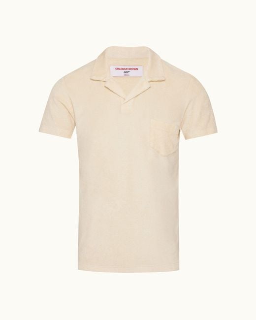 Orlebar Brown White Tailored Fit Cotton Towelling Resort Polo Shirt for men