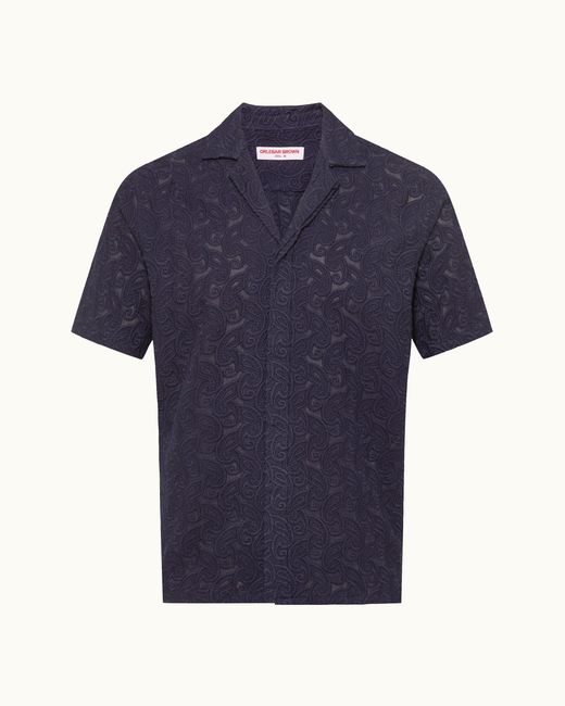 Orlebar Brown Blue Relaxed Fit Short Sleve Button Shirt for men