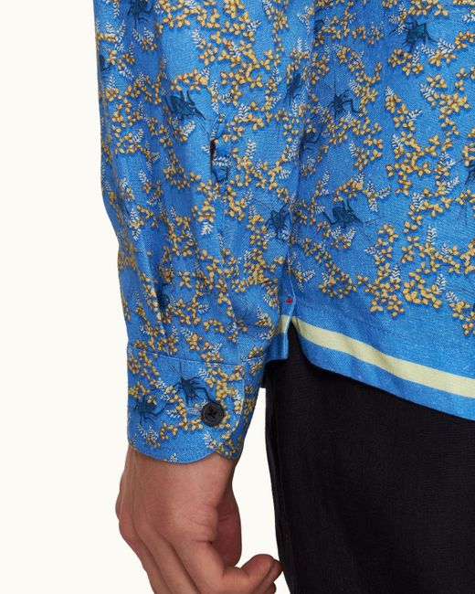 Orlebar Brown Blue Wonder Full Print Classic Collar Relaxed Fit Overhead Shirt for men