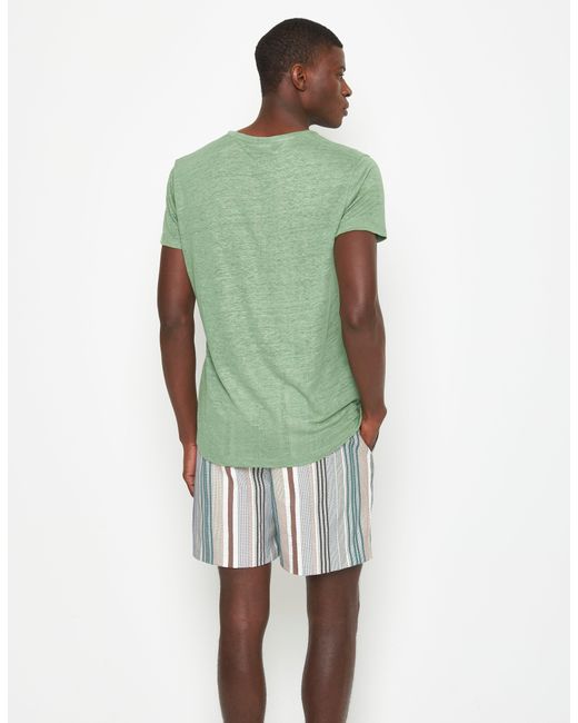 Orlebar Brown Green Tailored Fit Crew Neck Linen T-shirt for men
