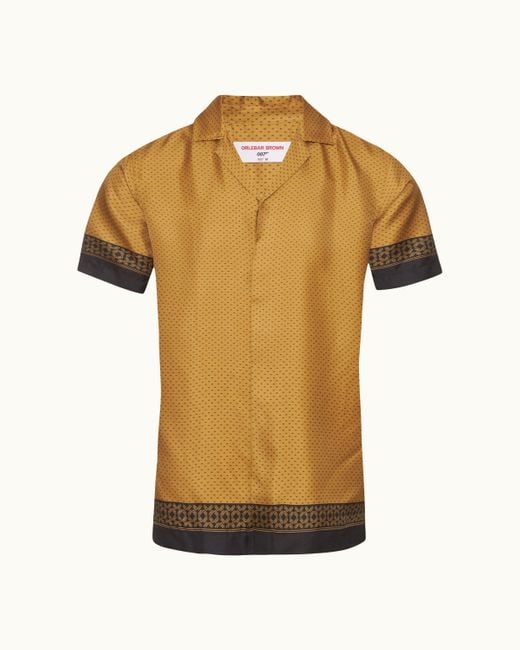 Orlebar Brown Yellow Capri Collar Bullion '007' Silk Shirt for men