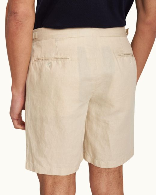 Orlebar Brown Natural Tailored Fit Linen Shorts for men