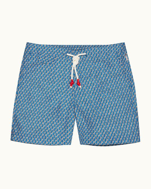 Orlebar Brown Blue Mid-Length Geometric Print Ripstop Drawcord Swim Shorts for men