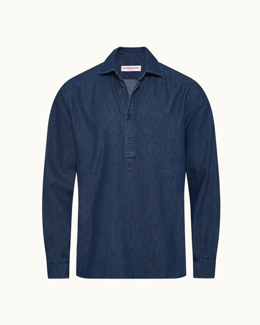 Orlebar Brown Blue Chambray Overhead Shirt for men