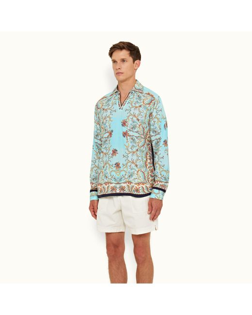 Orlebar Brown Ridley Tropicana-print Shirt in Blue for Men Mens Clothing Shirts Casual shirts and button-up shirts 