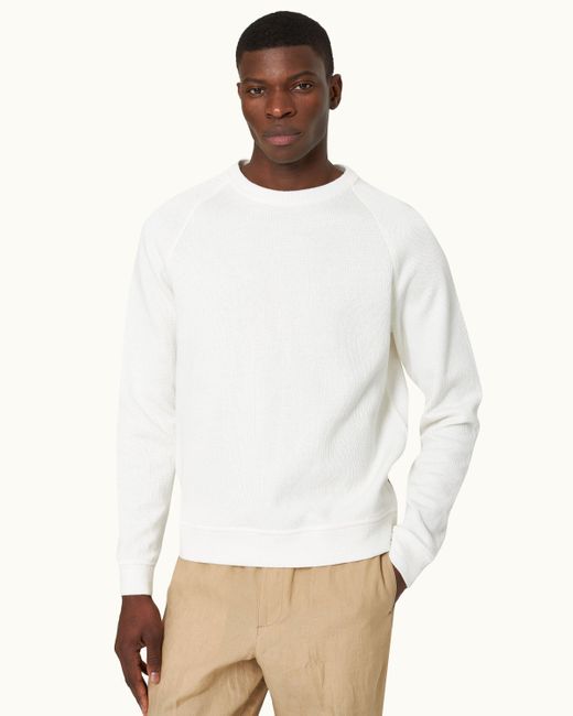 Orlebar Brown White Relaxed Fit Crewneck Double-faced Sweatshirt for men
