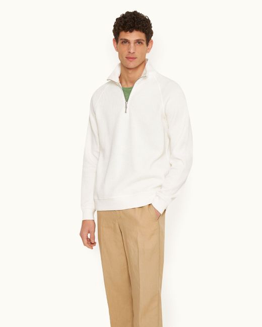 Orlebar Brown White Half-zip Relaxed Fit Double-faced Sweatshirt for men