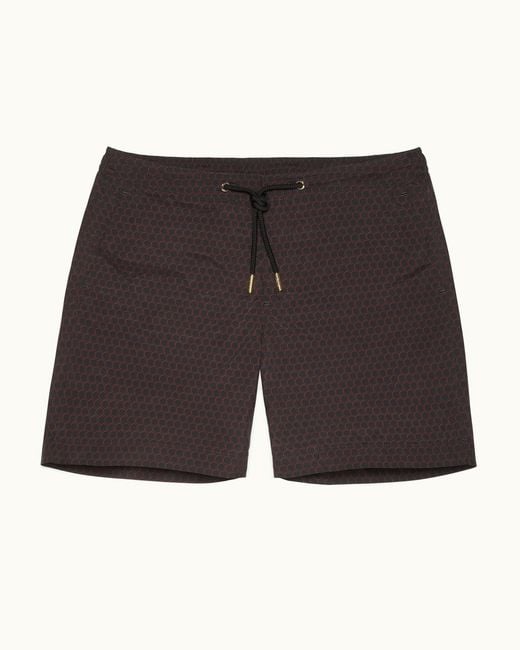 Orlebar Brown Black Automobili Lamborghini Hexagon Print Mid-length Drawcord Swim Shorts for men
