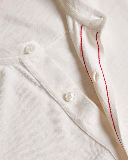 Orlebar Brown White Classic Fit 3-button Placket Cotton-linen T-shirt for men