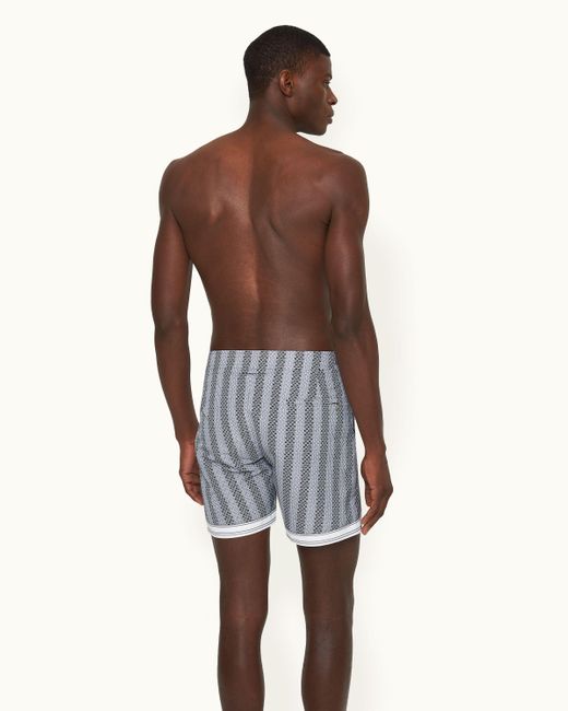 Orlebar Brown Gray Rills Print Mid-length Swim Shorts Woven for men