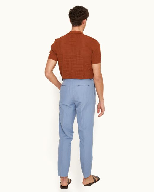 Orlebar Brown Blue Slim Fit, High-rise, Tapered Cotton-linen Trousers, Woven for men