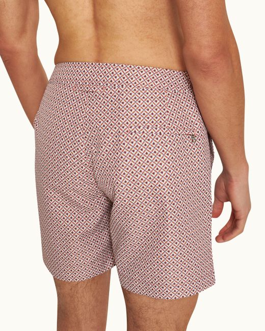 Orlebar Brown Pink Geo Print Mid-length Swim Shorts Woven for men
