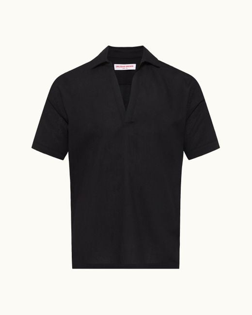 Orlebar Brown Black Relaxed Fit Short-Sleeve Overhead Shirt for men